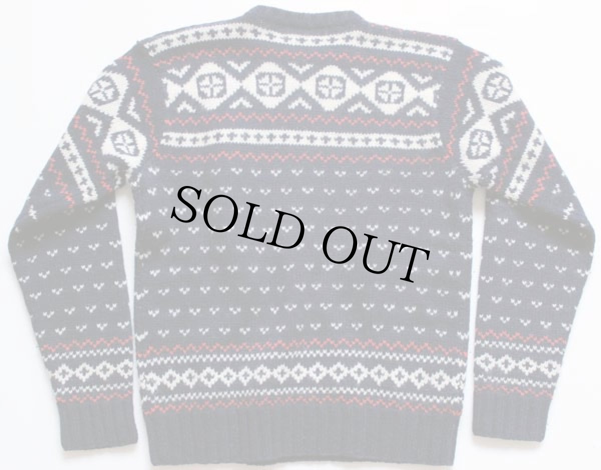 画像2: 90s ポロ ラルフローレン ノルディック柄 コンチョボタン ウール ハンドニット セーター M (2)