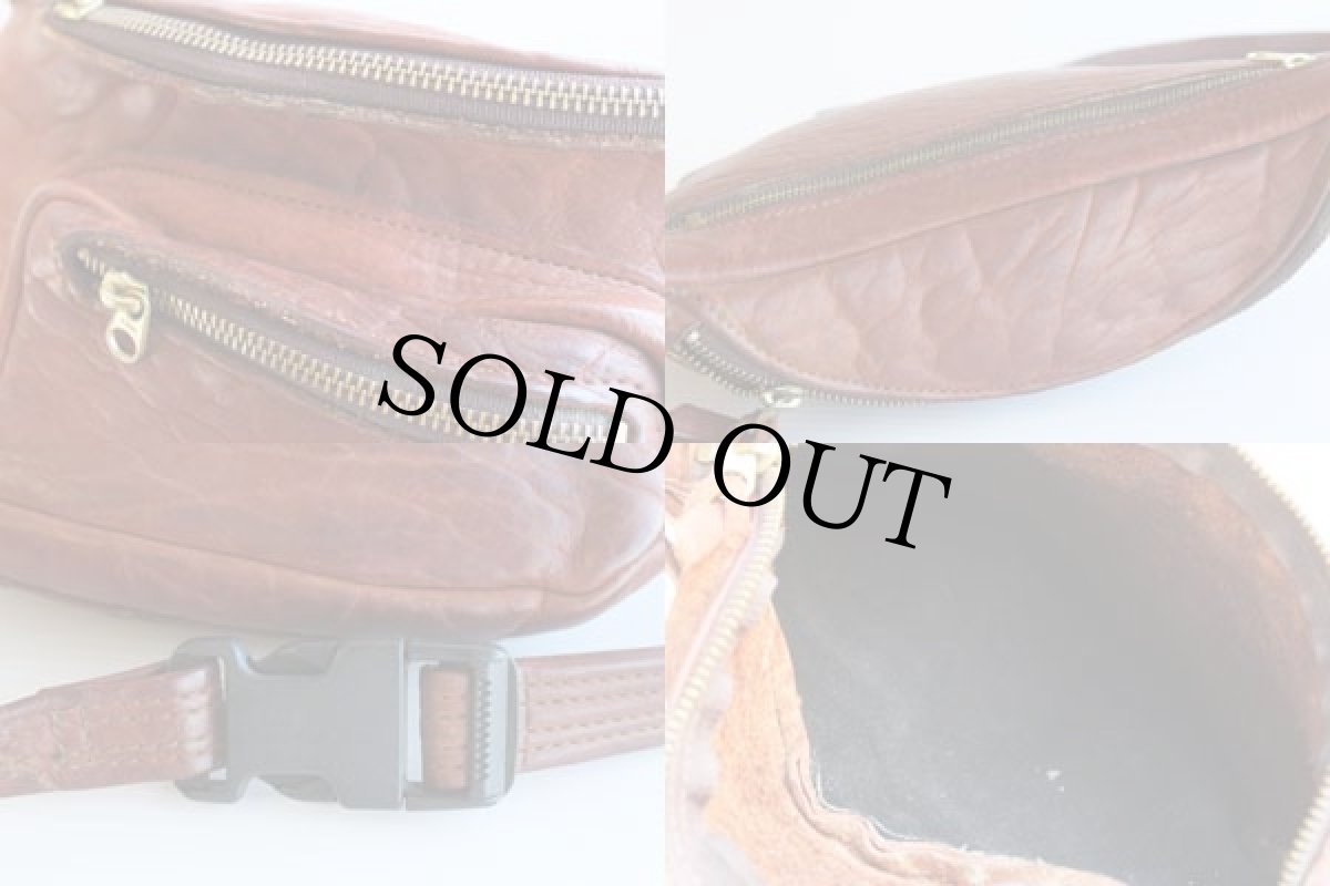 画像3: オールレザー ウエストバッグ 茶 (3)