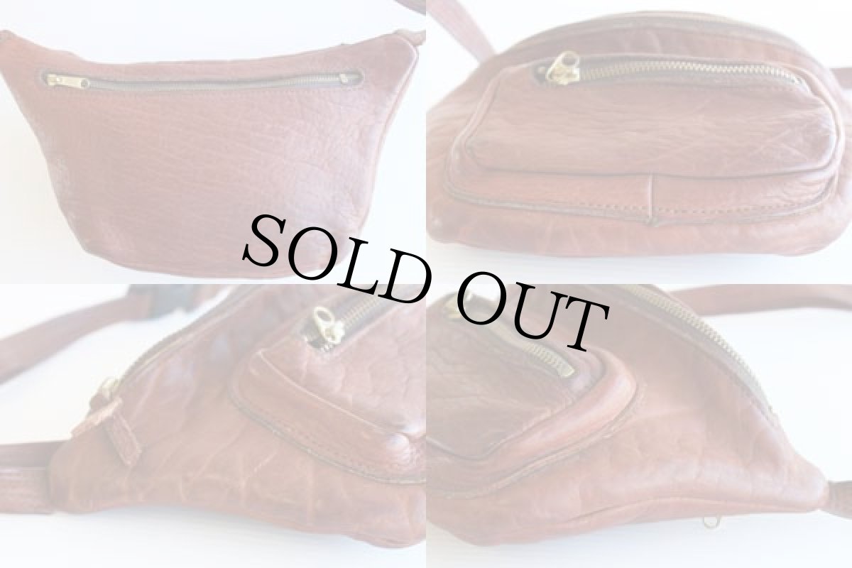 画像2: オールレザー ウエストバッグ 茶 (2)