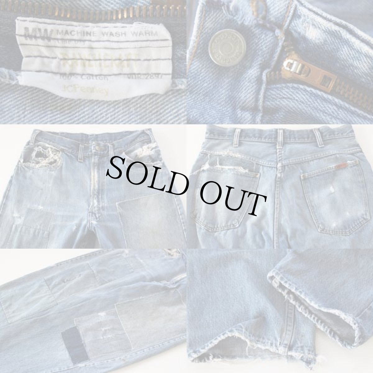 画像3: 70s JCPenney RANCHCRAFT パッチワーク リペア デニムパンツ ボロ W32 (3)