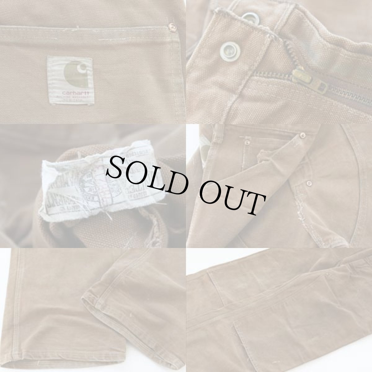 画像3: 70s carharttカーハート ダック地 ダブルニー ペインターパンツ 茶 w38 (3)