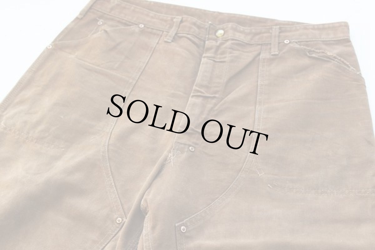 画像2: 70s carharttカーハート ダック地 ダブルニー ペインターパンツ 茶 w38 (2)