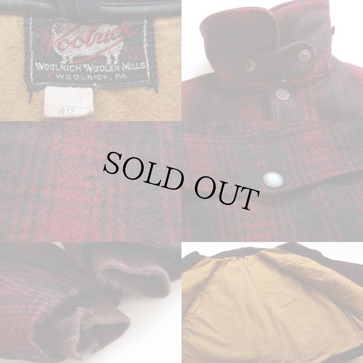 画像3: 40s Woolrichウールリッチ マッキーノ ウールジャケット 赤黒 (3)