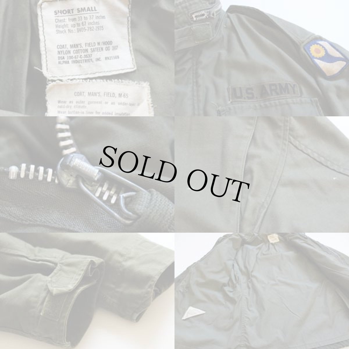 画像3: 60s 米軍 U.S.ARMY パッチ付き M-65 フィールドジャケット 2nd オリーブグリーン S-S★ALPHAアルファ (3)