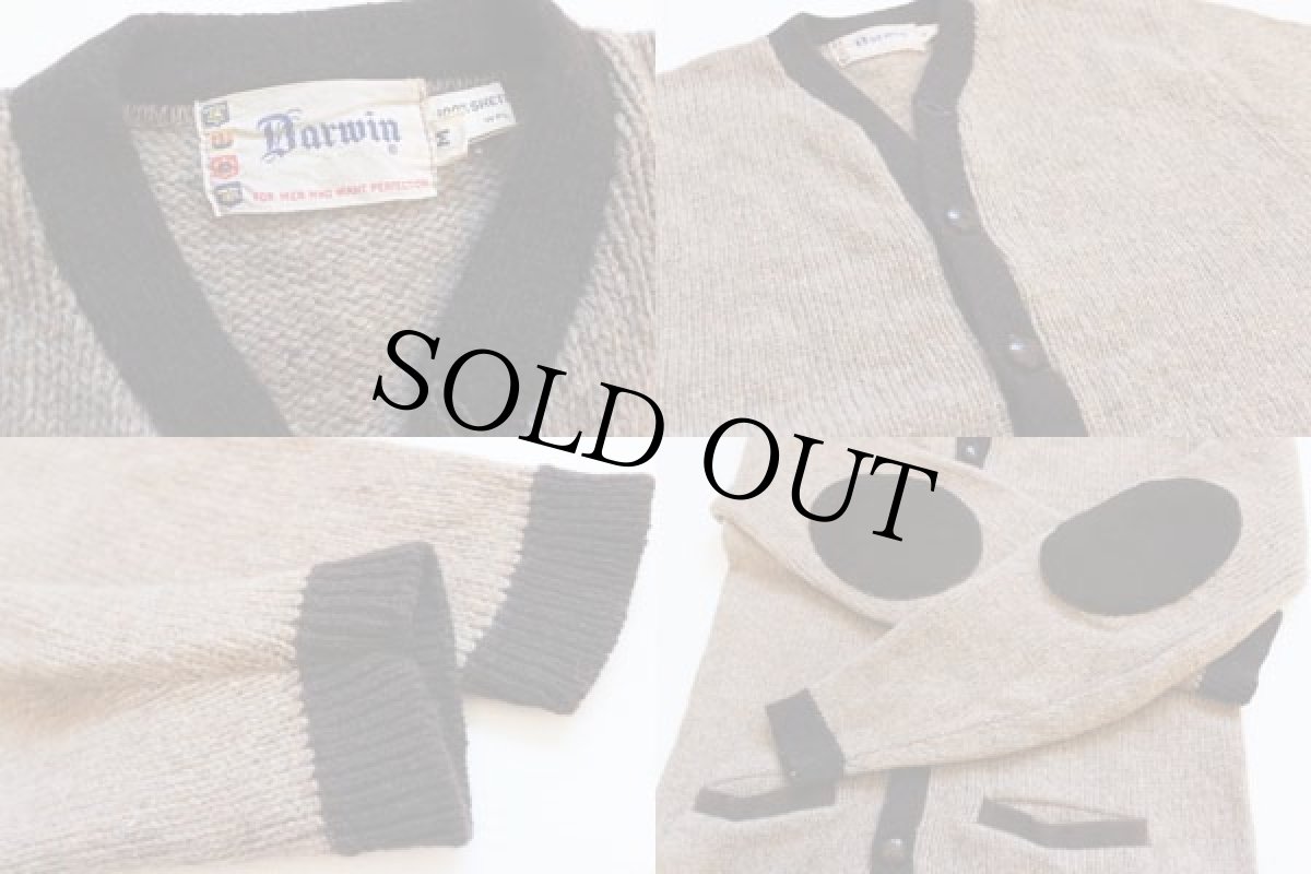 画像3: 60s Darwin ツートン ニットカーディガン 茶 M (3)