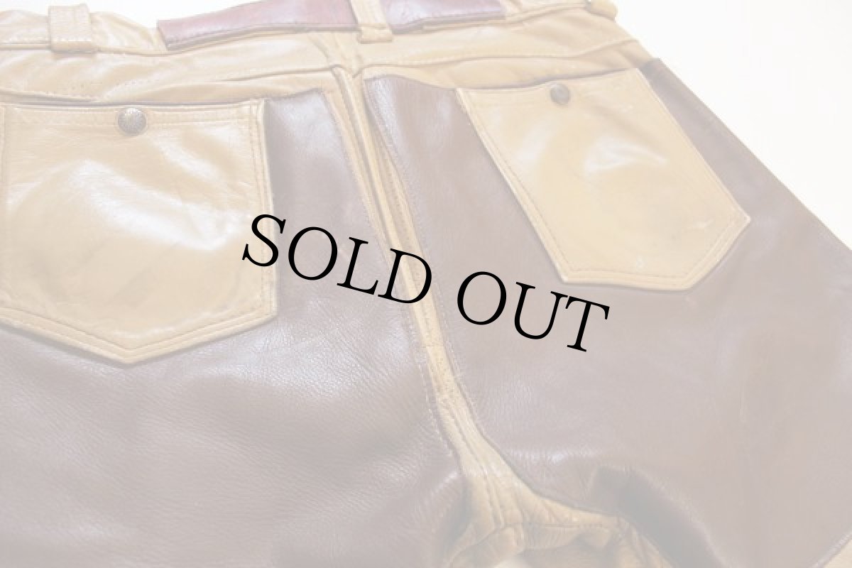 画像2: 60s BATESベイツ ツートン レザーパンツ カスタム (2)