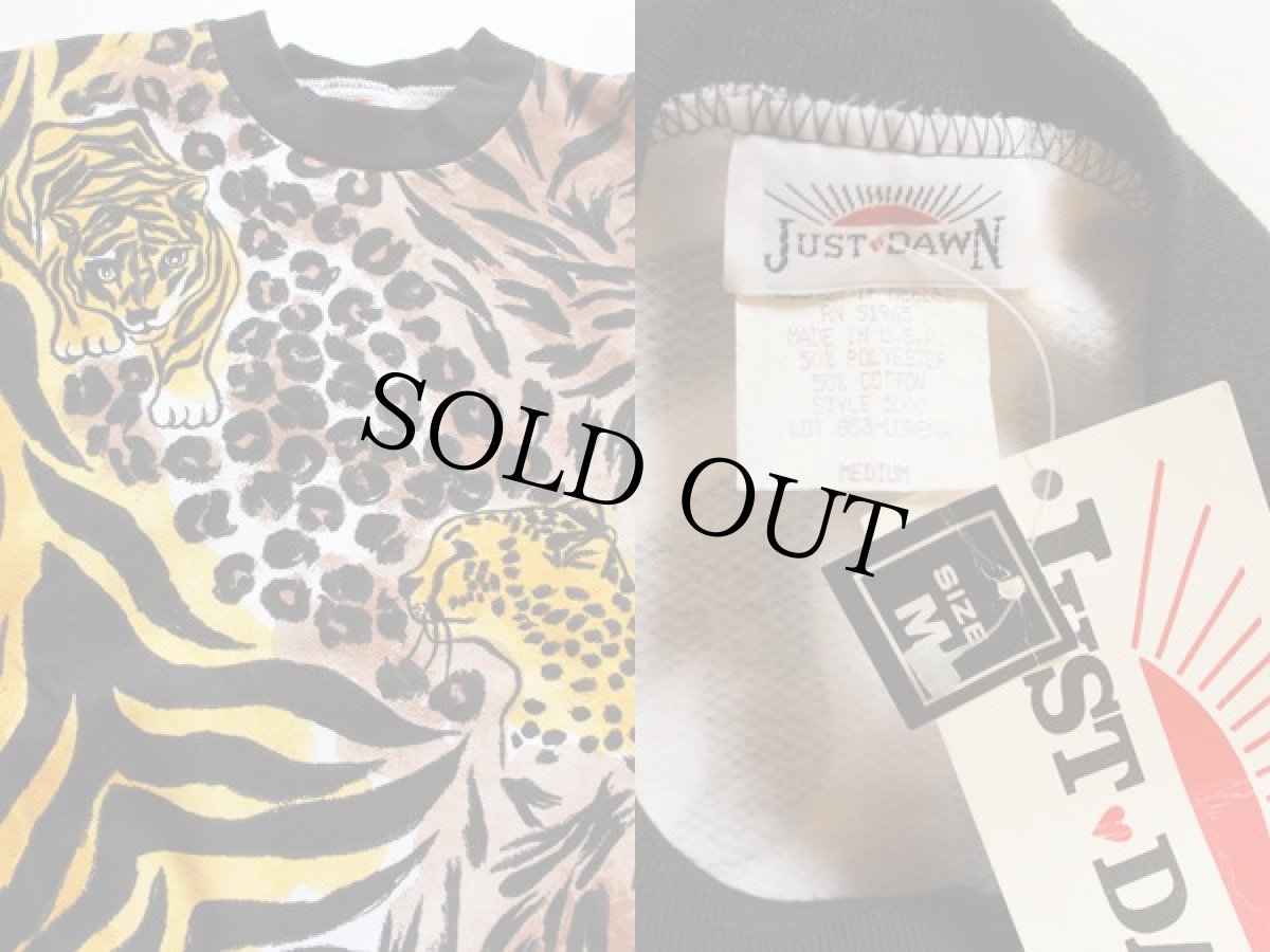 画像3: デッドストック★80s USA製 JUST DAWN タイガー柄 レオパード柄 スウェット M (3)