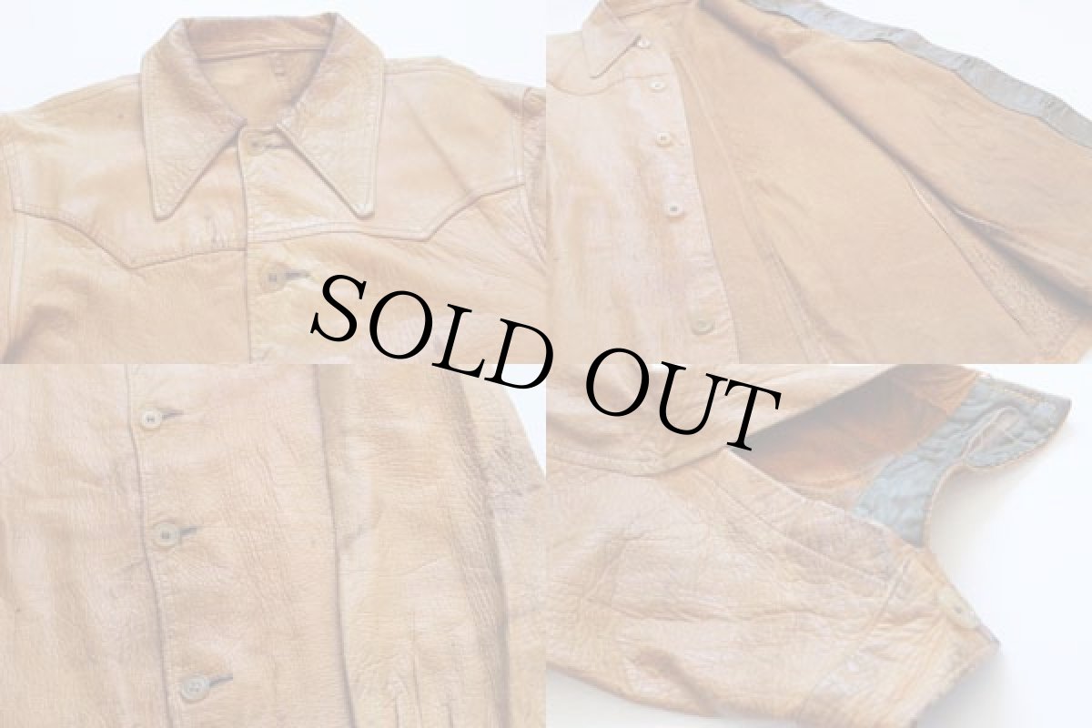 画像3: 70s ディアスキン レザーシャツジャケット (3)