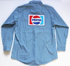 画像2: 70s USA製 Unitog PEPSI ペプシ コーラ パッチ付き ストライプ ワークシャツ 15 (2)