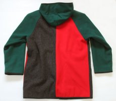 画像2: 90s USA製 Woolrichウールリッチ マルチカラー フーデッド ウール  ブランケット コート (2)