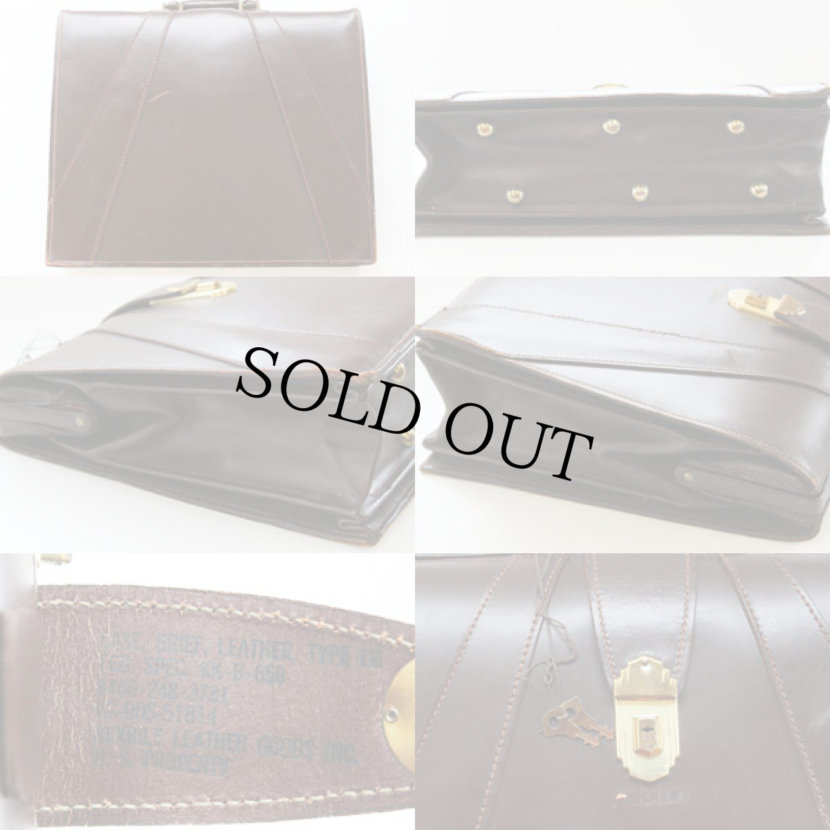 画像2: 60s 米軍 レザー ブリーフケース 茶 (2)