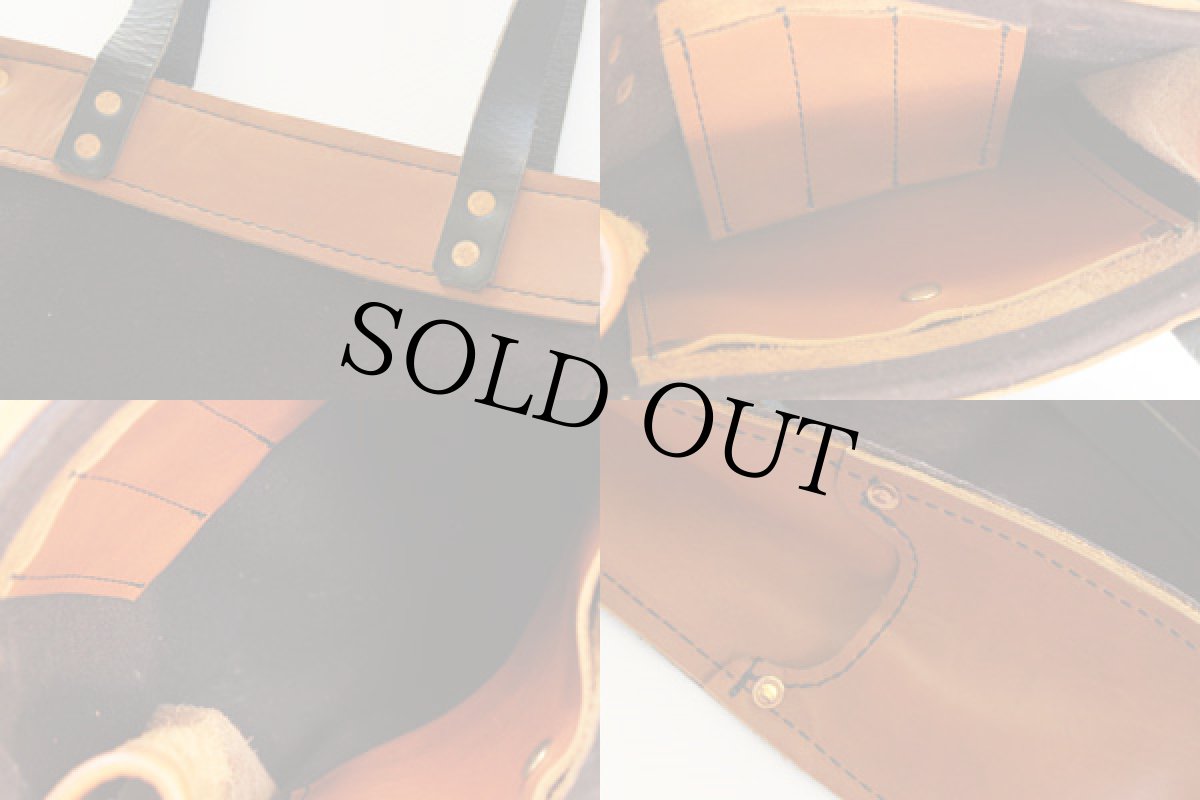 画像3: ハンドクラフト フェルト×レザー 切り替え トートバッグ 茶 (3)