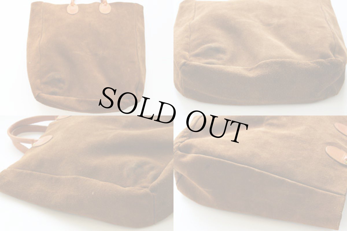 画像2: 80s Brookstone スエードレザー トートバッグ 茶 (2)