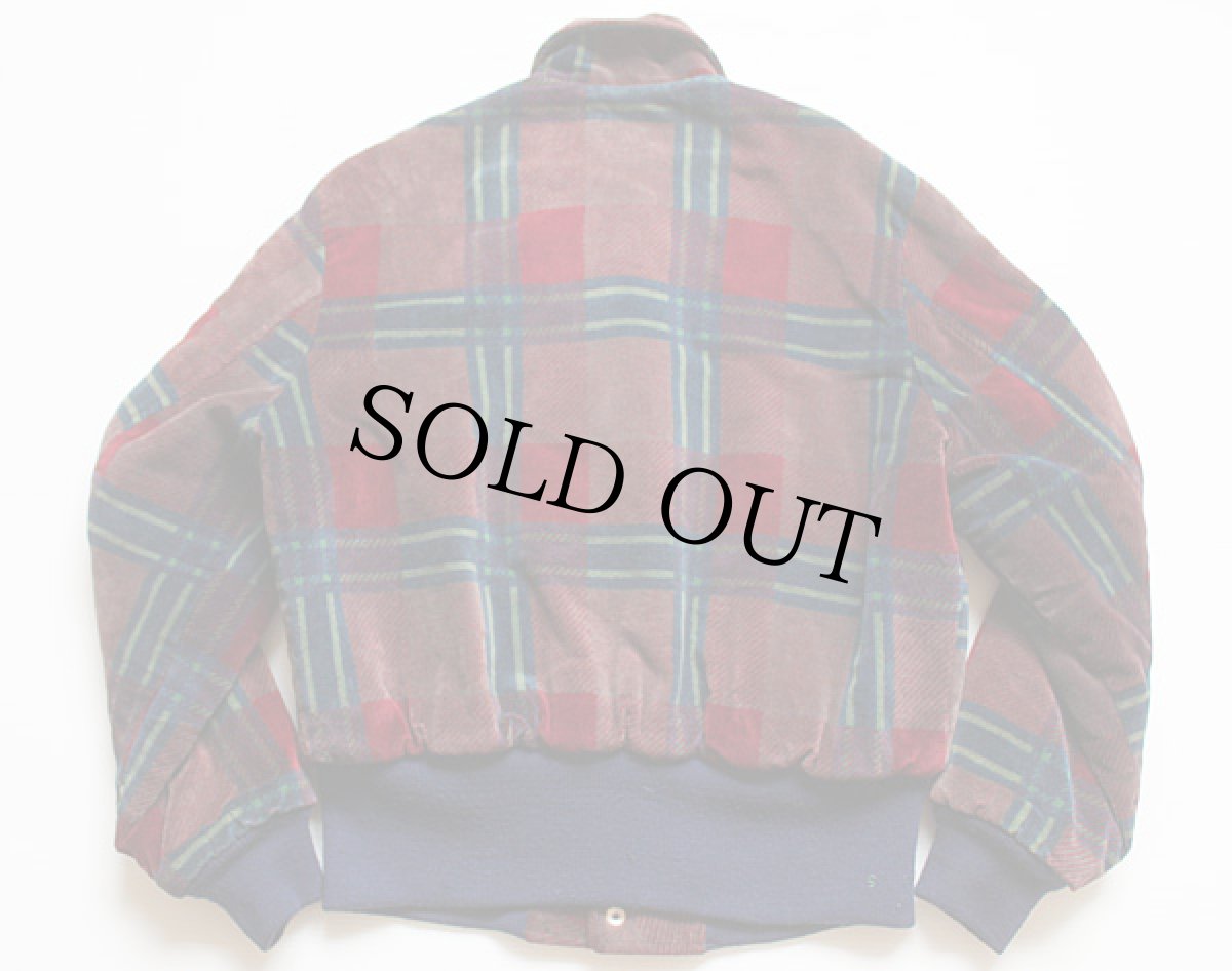 画像2: 70s UNKNOWN ボアライナー チェック ベロアジャケット (2)