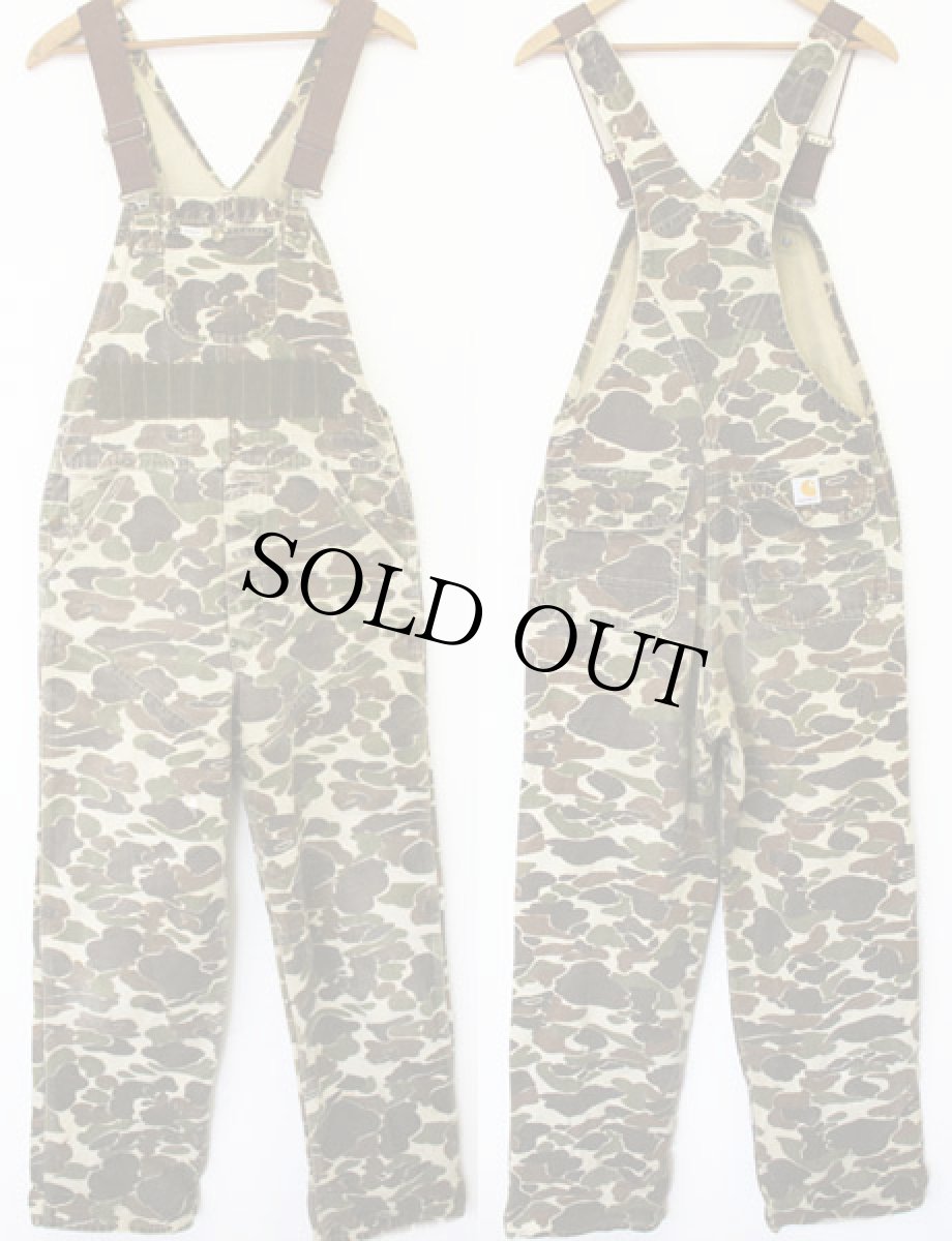 画像2: 80s USA製 carharttカーハート ダックハンターカモ ダック地 ダブルニー オーバーオール (2)