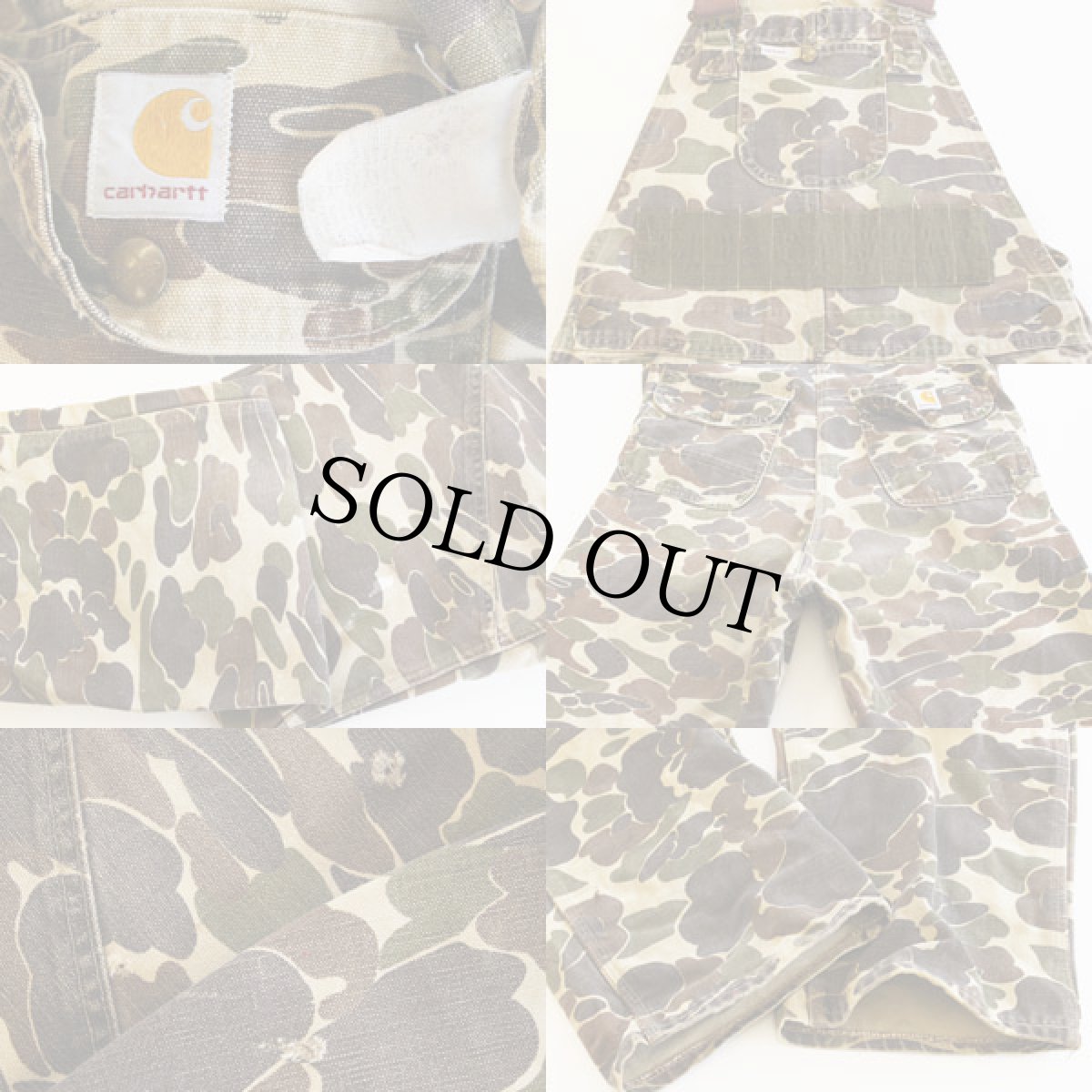 画像3: 80s USA製 carharttカーハート ダックハンターカモ ダック地 ダブルニー オーバーオール (3)