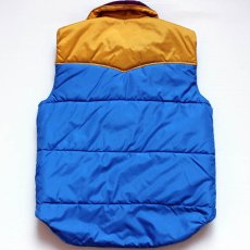 画像2: 80s Powderhorn Mountaineeringパウダーホーン ツートン ヨーク切り替え 中綿ベスト 青×黄 M (2)