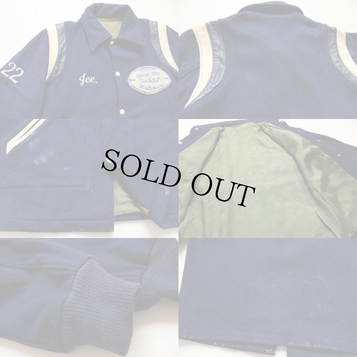 画像3: 60s UNKNOWN メルトン ウール ロング スタジャン 青 (3)