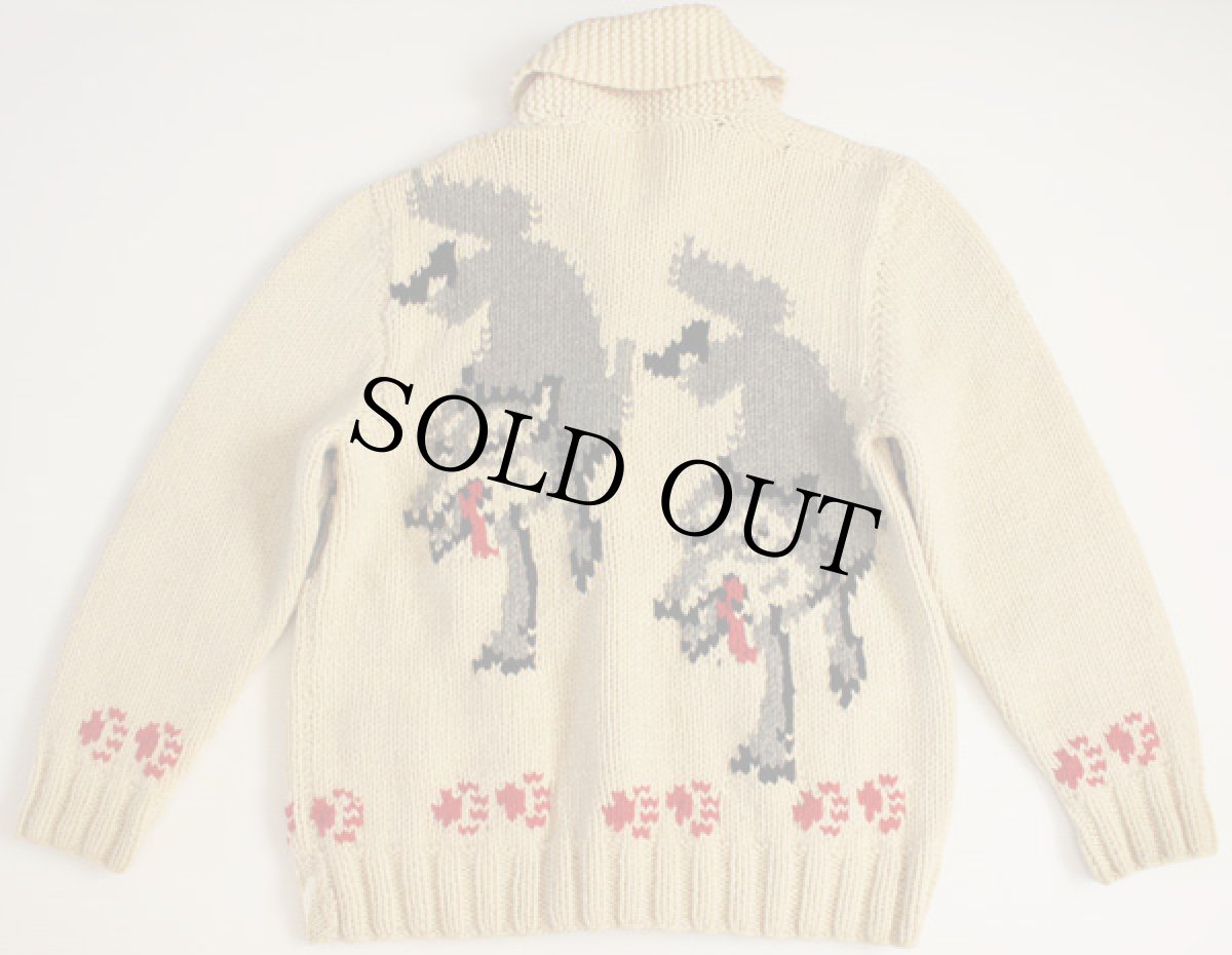 画像2: 60s ウルフ柄  ウール カウチンセーター (2)