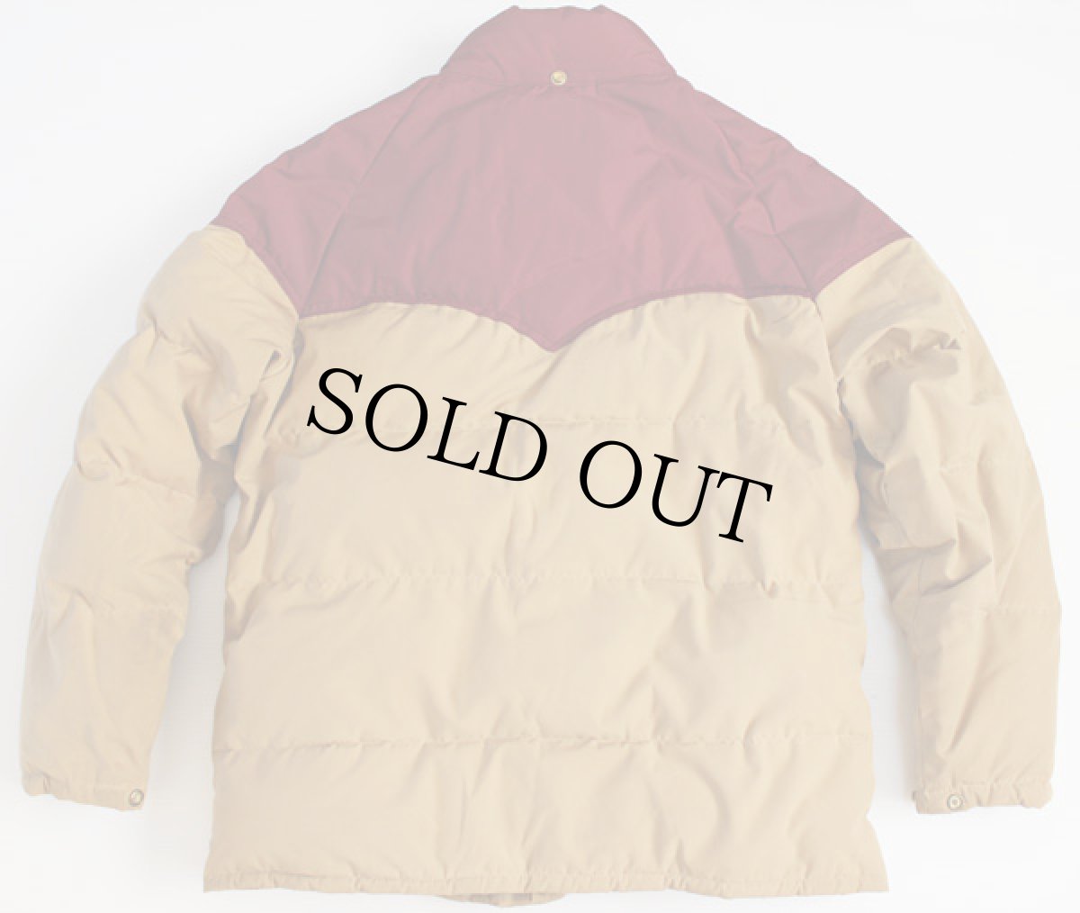 画像2: 70s WILLIAM BARRY ツートン ヨーク切り替え ダウンジャケット タン×バーガンディ L (2)