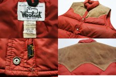 画像3: 70s Woolrichウールリッチ レザーヨーク切り替え ダウンベスト 橙 (3)