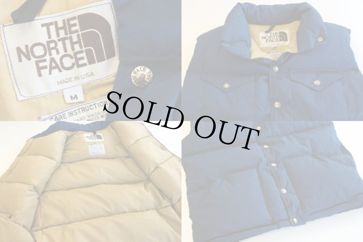 画像3: 80s USA製 THE NORTH FACEノースフェイス 茶タグ ダウンベスト 紺 M (3)