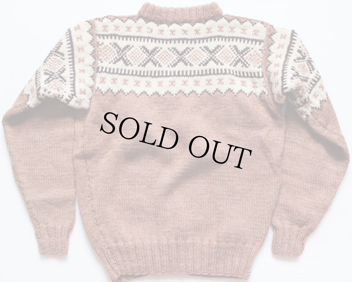 画像2: 70s ノルディック柄 ウールニット フルジップ セーター (2)