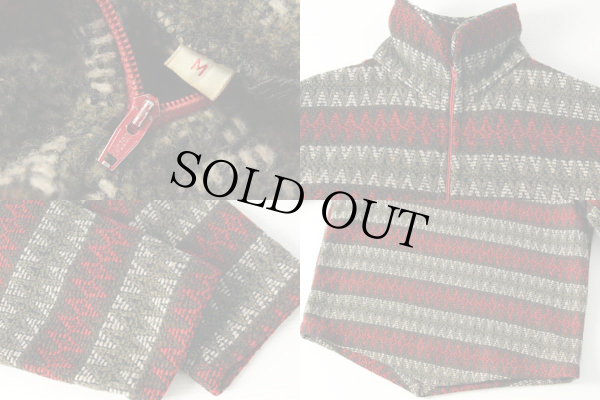 画像3: 60s UNKNOWN ハーフジップ プルオーバー ウールシャツ M (3)