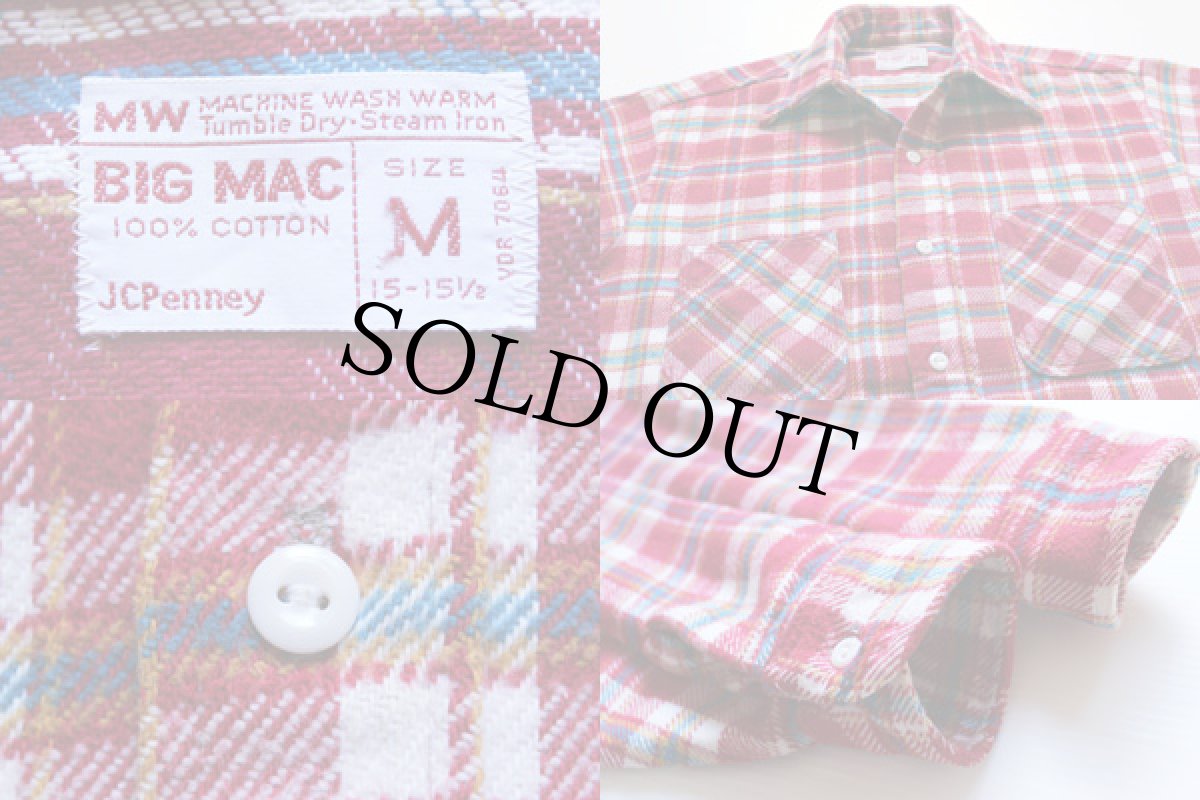 画像3: 70s JCPenney BIGMACビッグマック チェック コットン フランネルシャツ M (3)