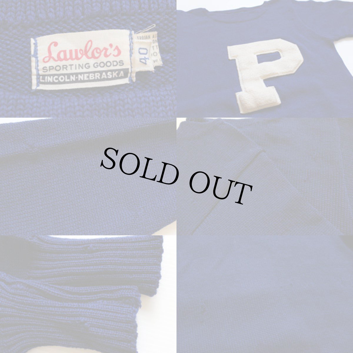 画像3: 50s Laulor's パッチ付き ボートネック ウールニット レタードセーター 40 (3)