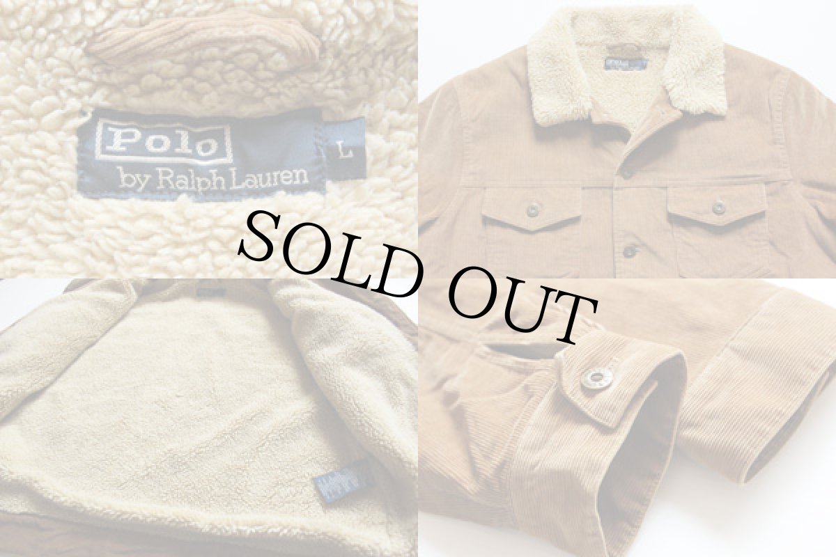 画像3: ポロ ラルフローレン ボアライナー コーディロイジャケット 茶 L (3)