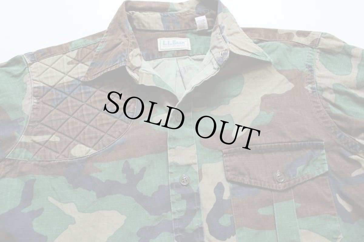 画像2: 80s USA製 L.L.Bean ウッドランドカモ コットン ハンティングシャツ M (2)