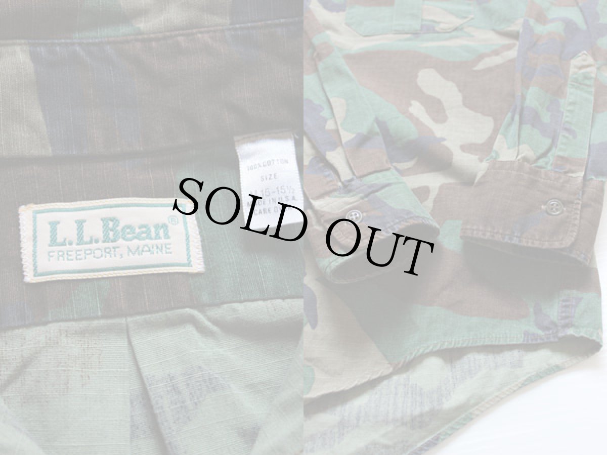 画像3: 80s USA製 L.L.Bean ウッドランドカモ コットン ハンティングシャツ M (3)