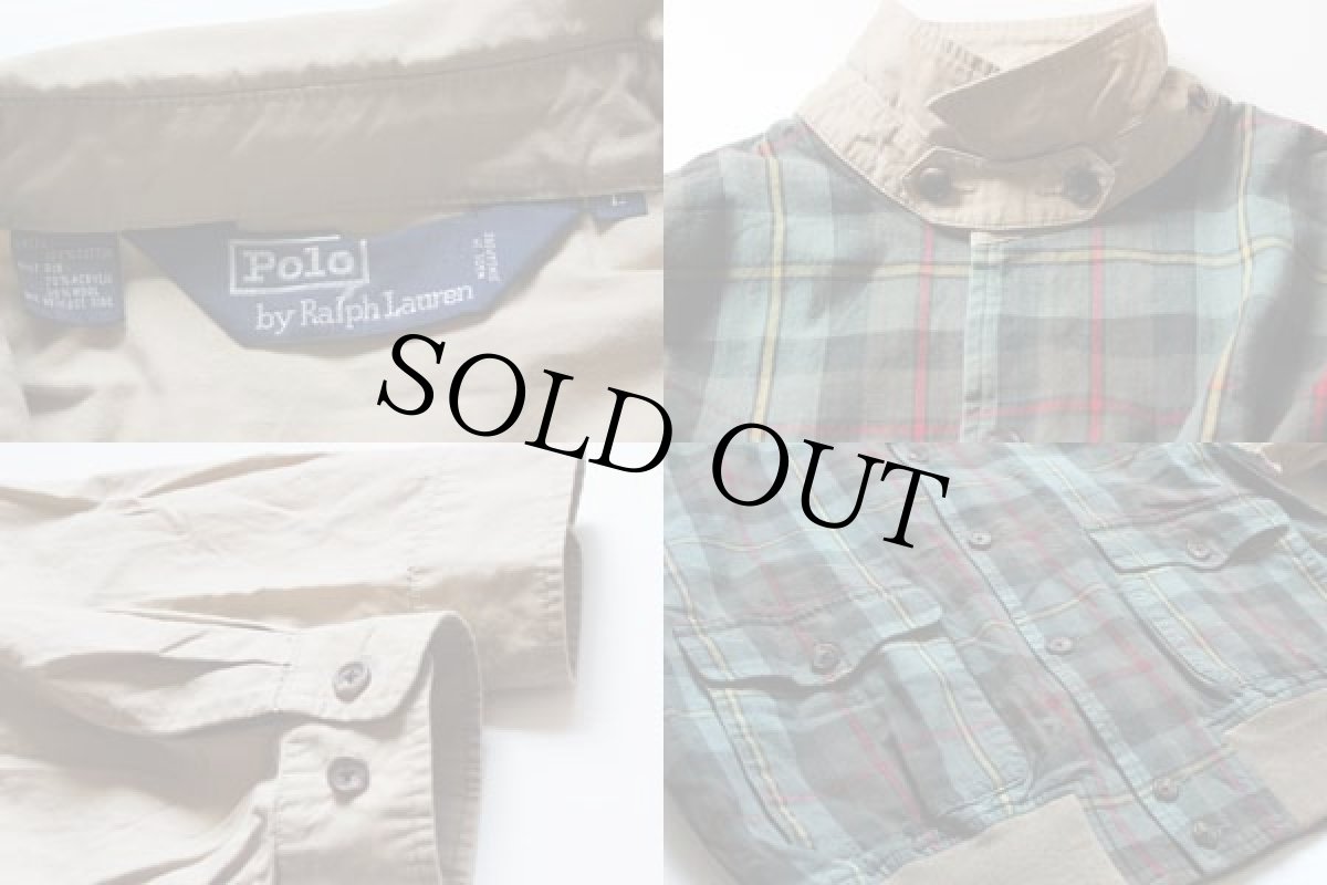 画像3: 90s ポロ ラルフローレン チェック 切り替え A-1タイプ コットンジャケット L (3)