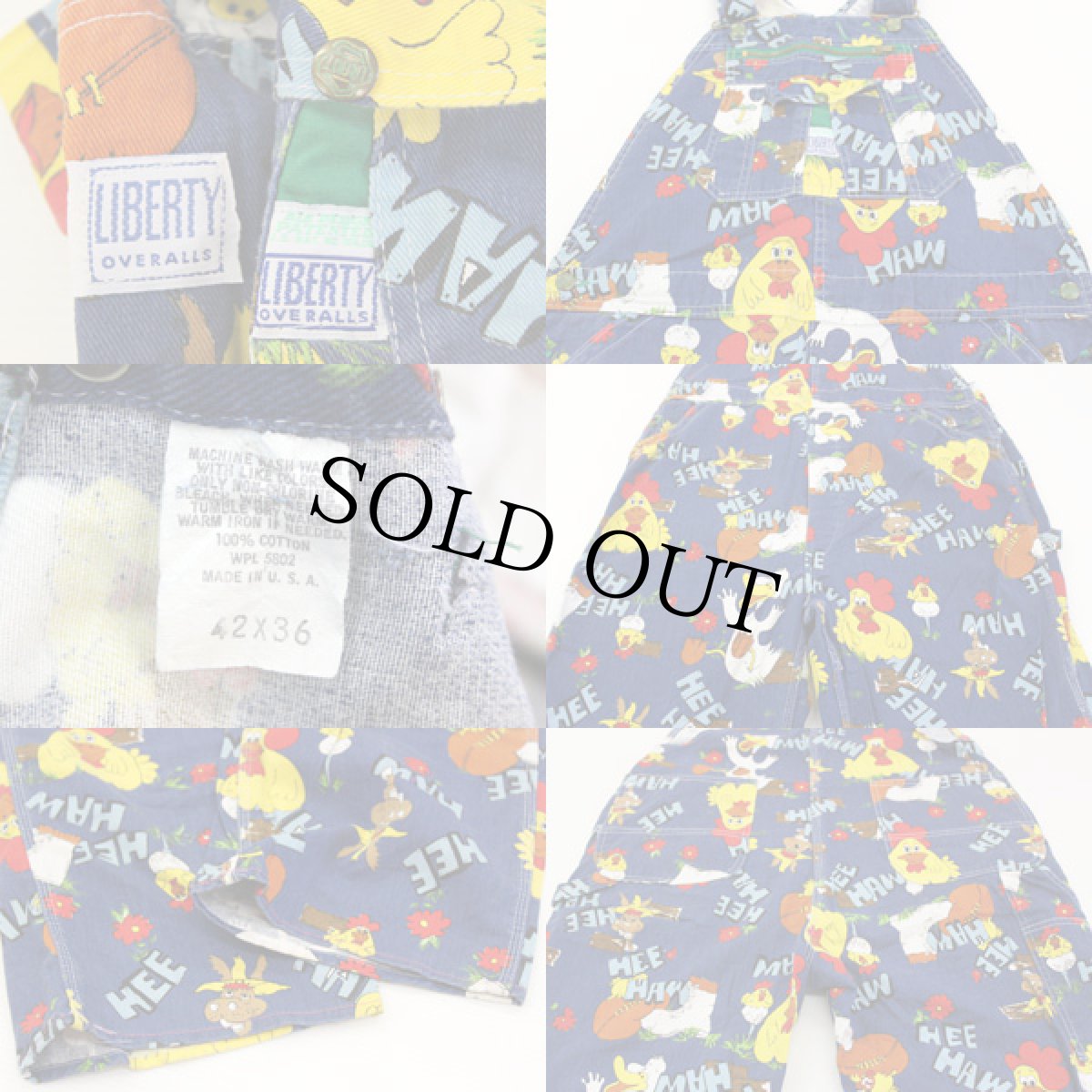 画像3: 70s LIBERTY HEE HAW 総柄 オーバーオール w42 (3)