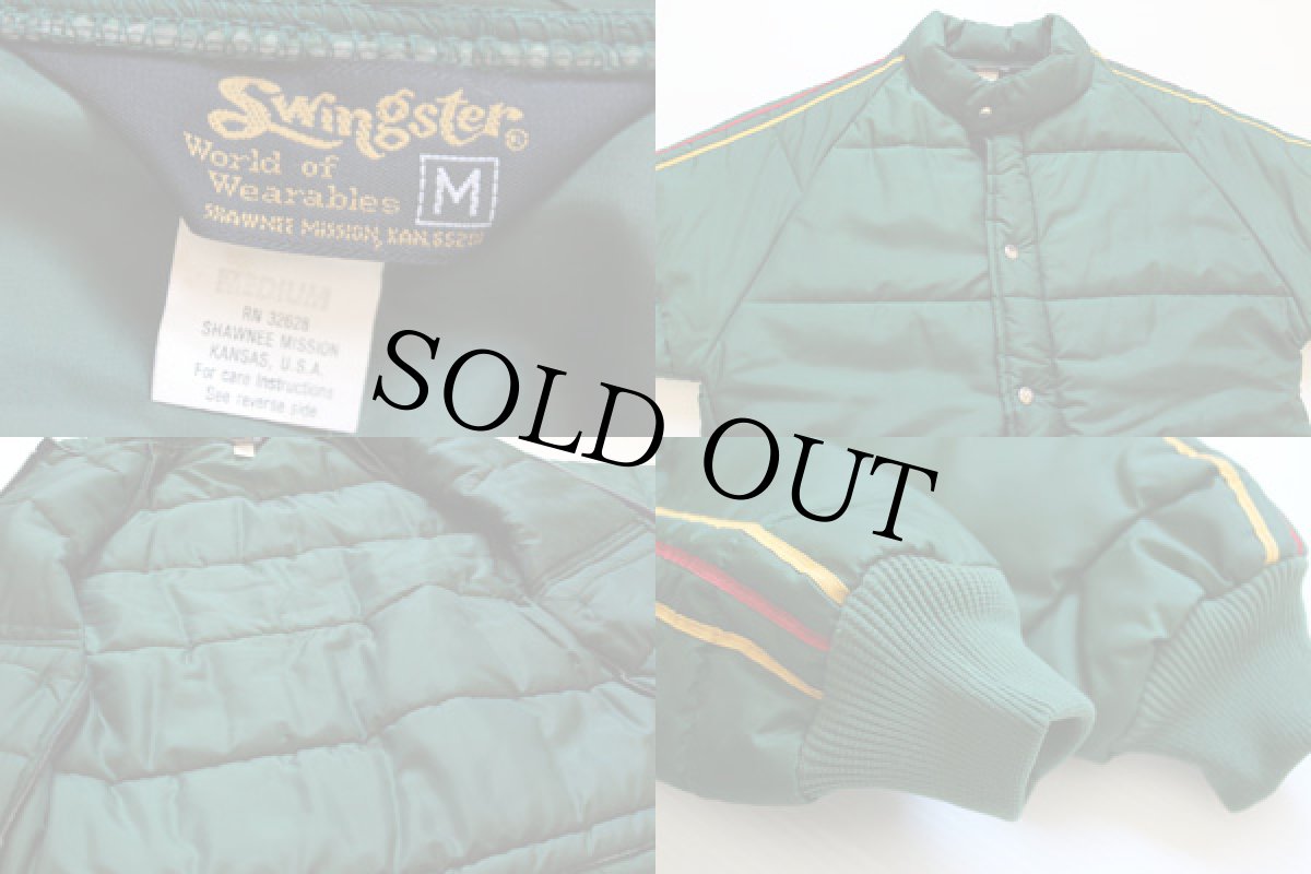 画像3: 70s Swingster 中綿入り ナイロン レーシングジャケット 緑 M (3)