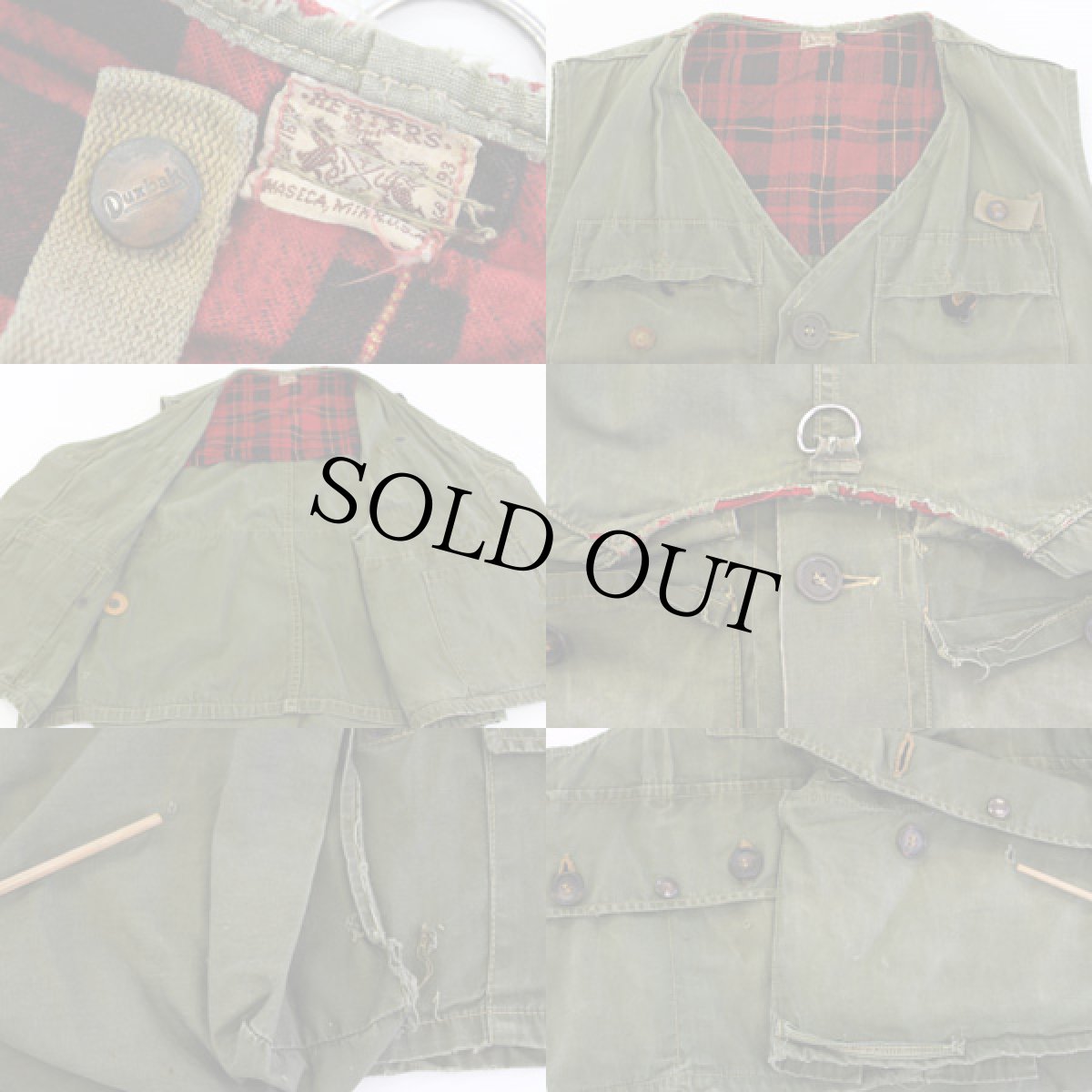 画像3: 40s Duxbak コットン フィッシングベスト オリーブ (3)