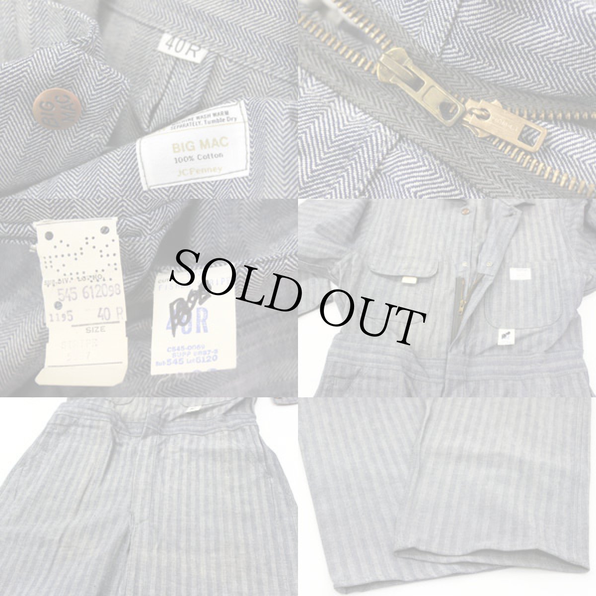 画像3: 70s JCPenney BIGMACビッグマック HBT ヘリンボーンツイル オールインワン 40R★つなぎ (3)