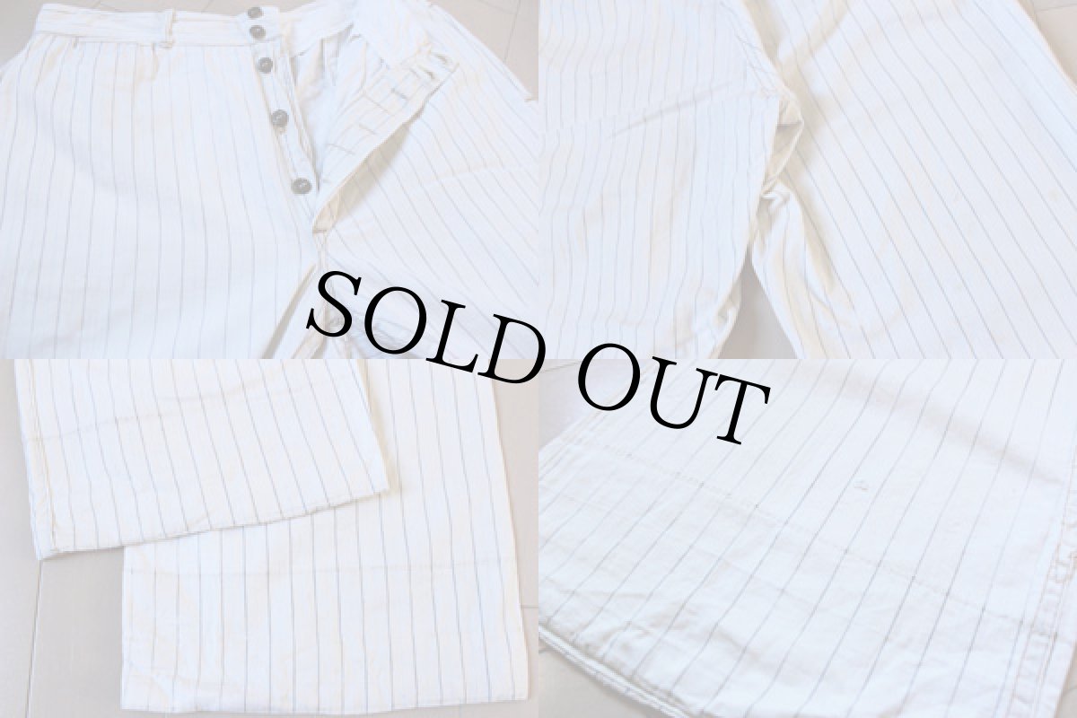 画像3: 40s UNKNOWストライプ コットン ワークパンツ (3)