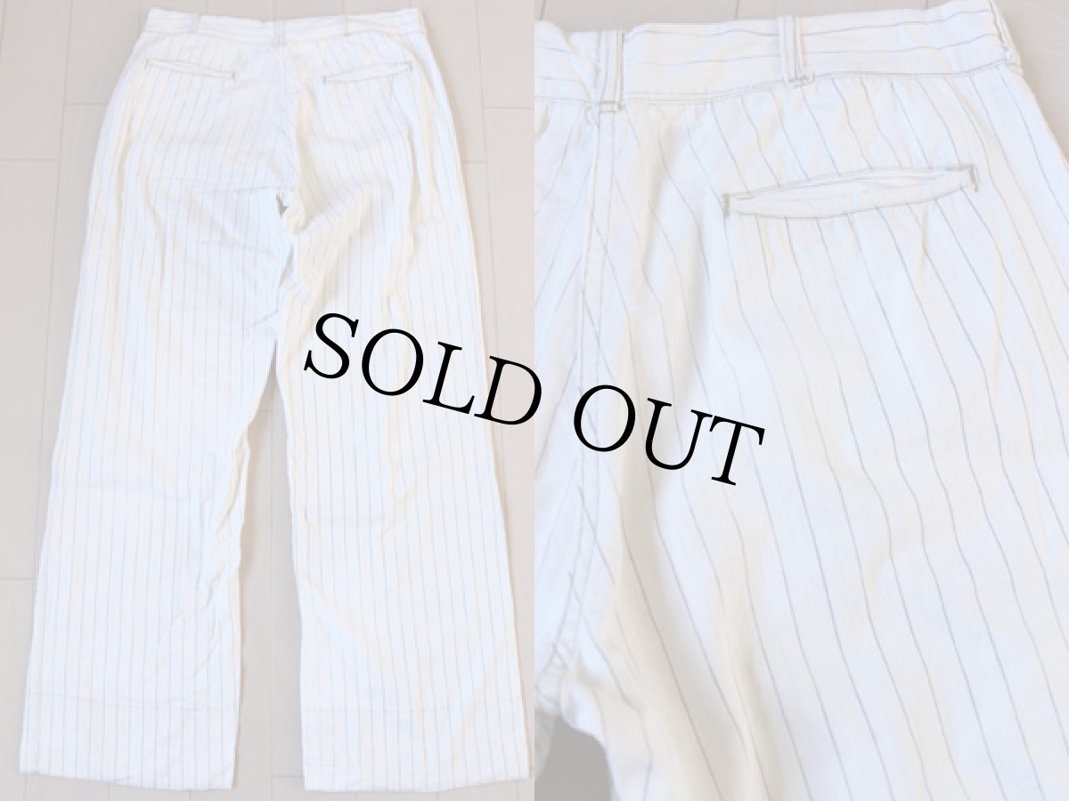 画像2: 40s UNKNOWストライプ コットン ワークパンツ (2)