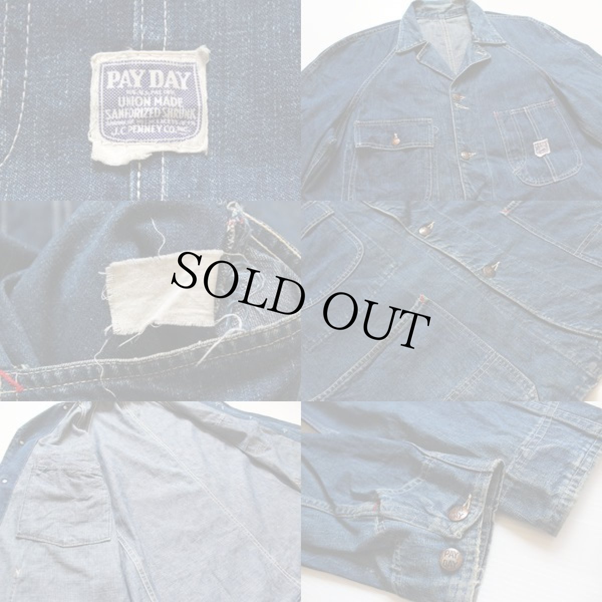 画像3: 40s USA製 J.C.PENNEY PAYDAY インディゴ デニム カバーオール (3)