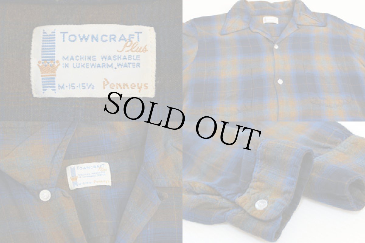 画像3: 60s Penneys TOWNCRAFT オンブレチェック レーヨンシャツ M (3)