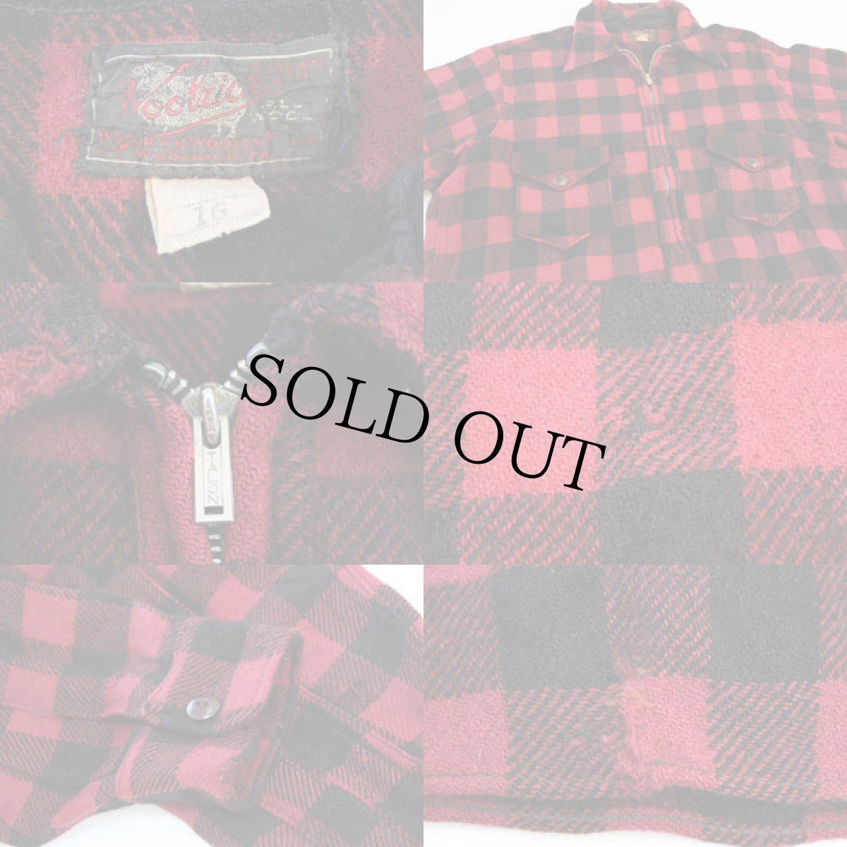 画像3: 40s Woolrichウールリッチ バッファローチェック ハーフジップ プルオーバー ウールシャツ 赤×黒 16 (3)