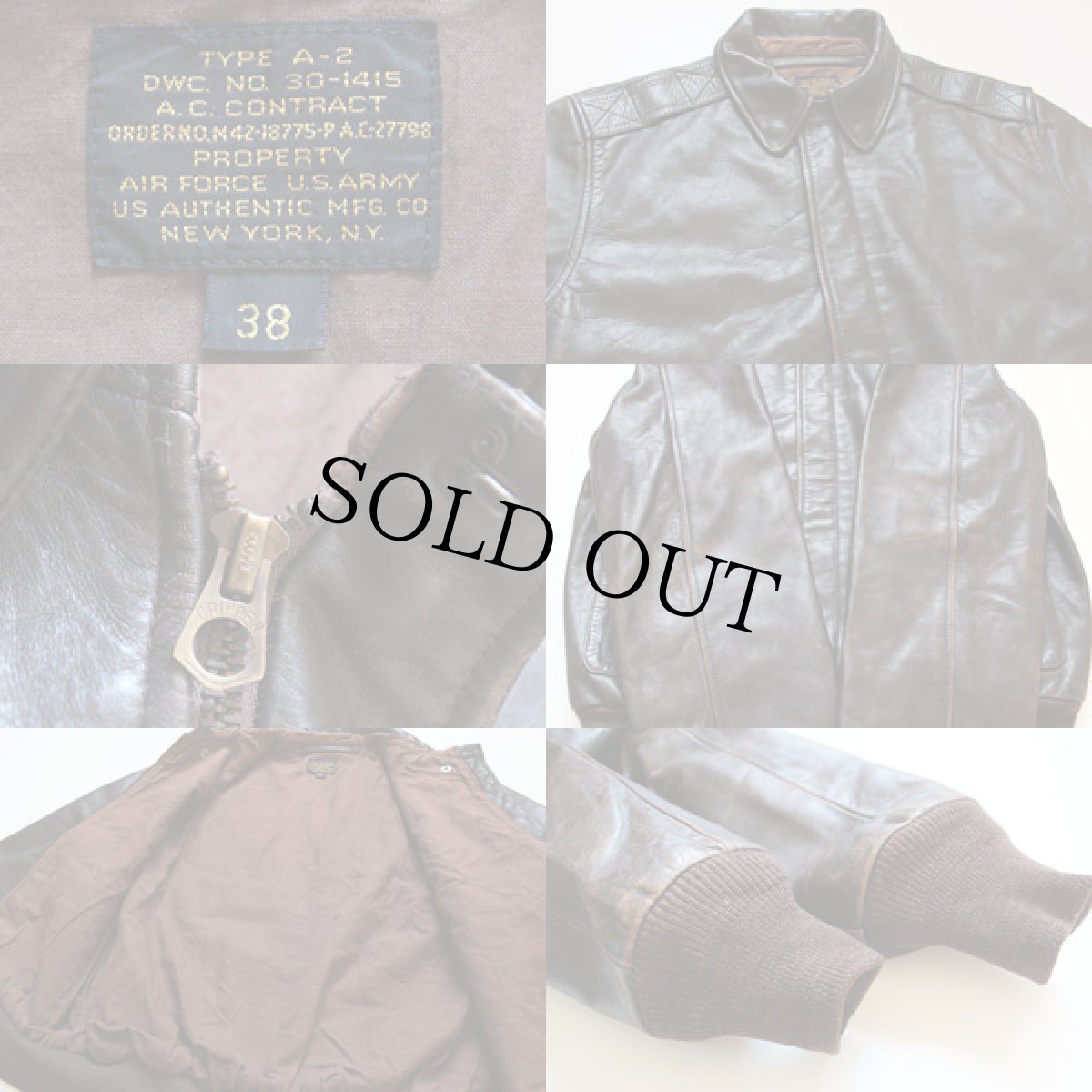 画像3: A-2タイプ フライト レザージャケット 38 (3)