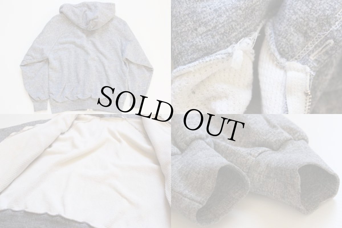 画像3: 70s 裏サーマル スウェットジップパーカ 杢グレー (3)