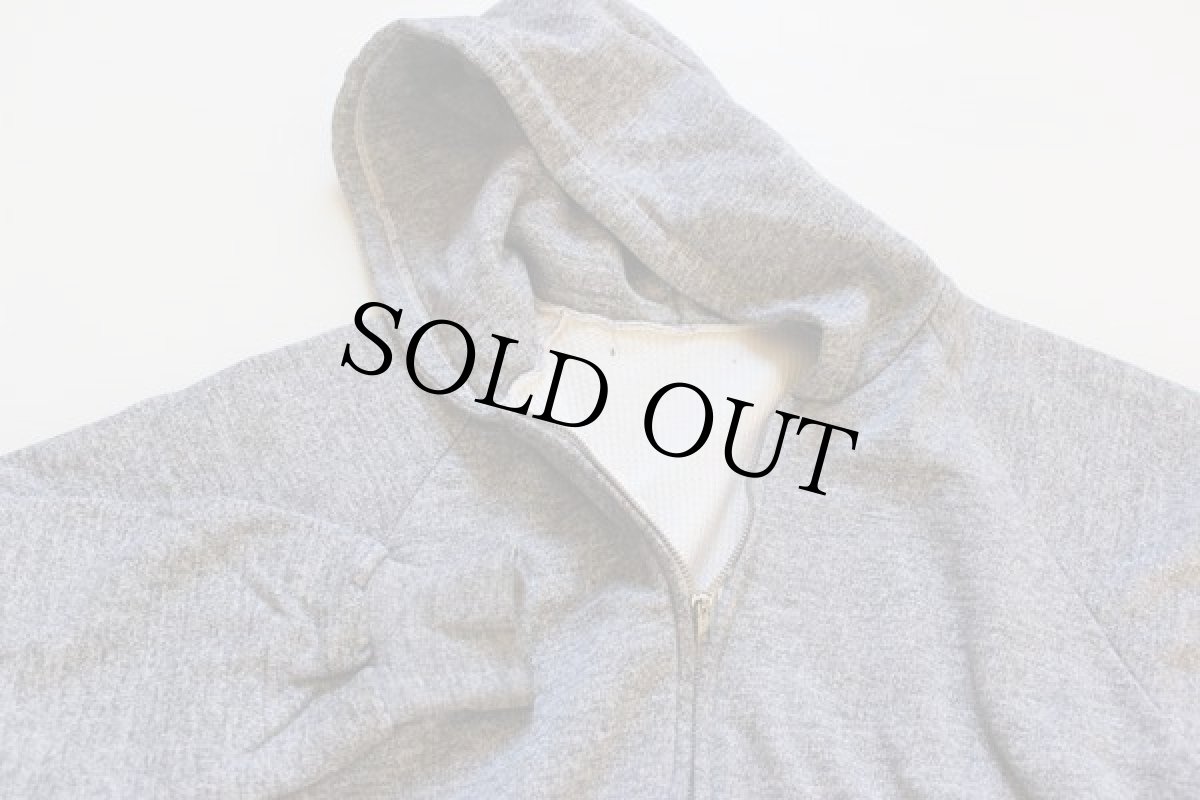 画像2: 70s 裏サーマル スウェットジップパーカ 杢グレー (2)