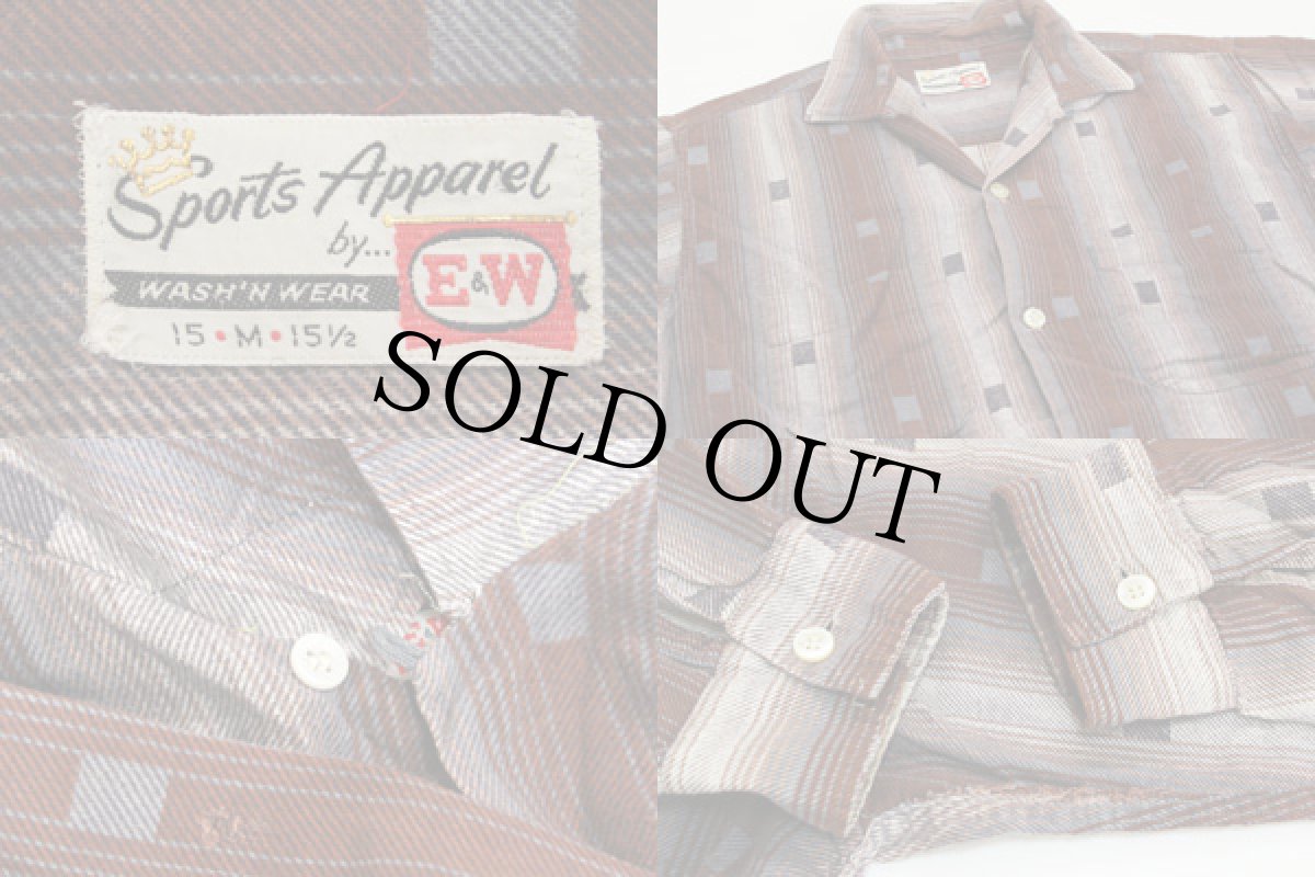 画像3: 60s E&W プリントネル オープンカラーシャツ M (3)