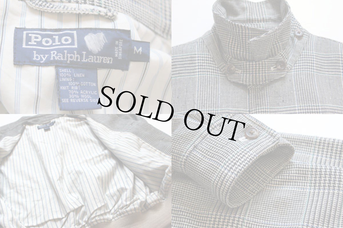 画像3: 90s ポロ ラルフローレン グレンチェック A-1タイプ リネンジャケット M (3)