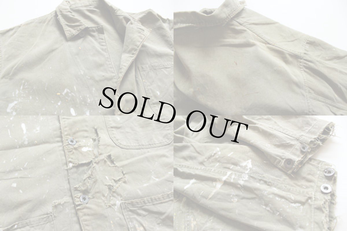 画像3: 40s 米軍 U.S.ARMY M-41 月桂樹ボタン コットンツイル ユーティリティジャケット ボロ ペンキ飛び (3)