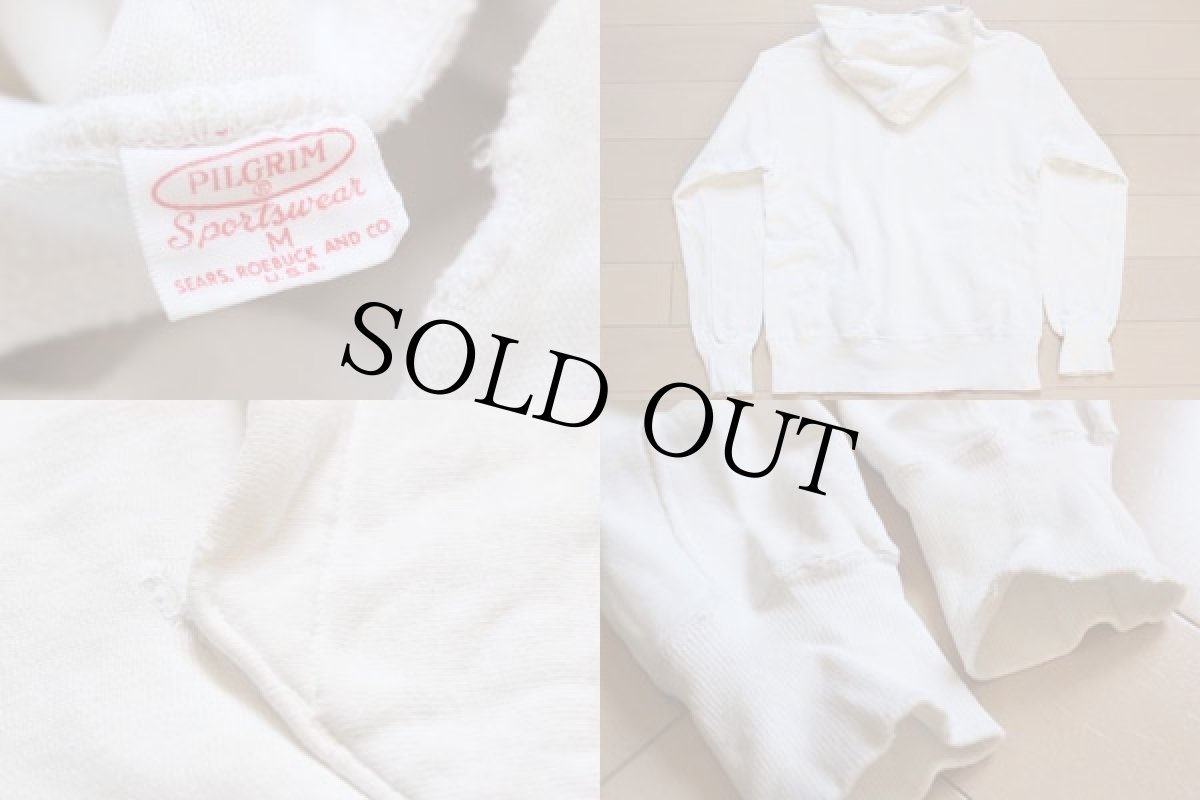 画像3: 50s SEARS PILGRIMピルグリム コットン スウェットパーカー 白 (3)